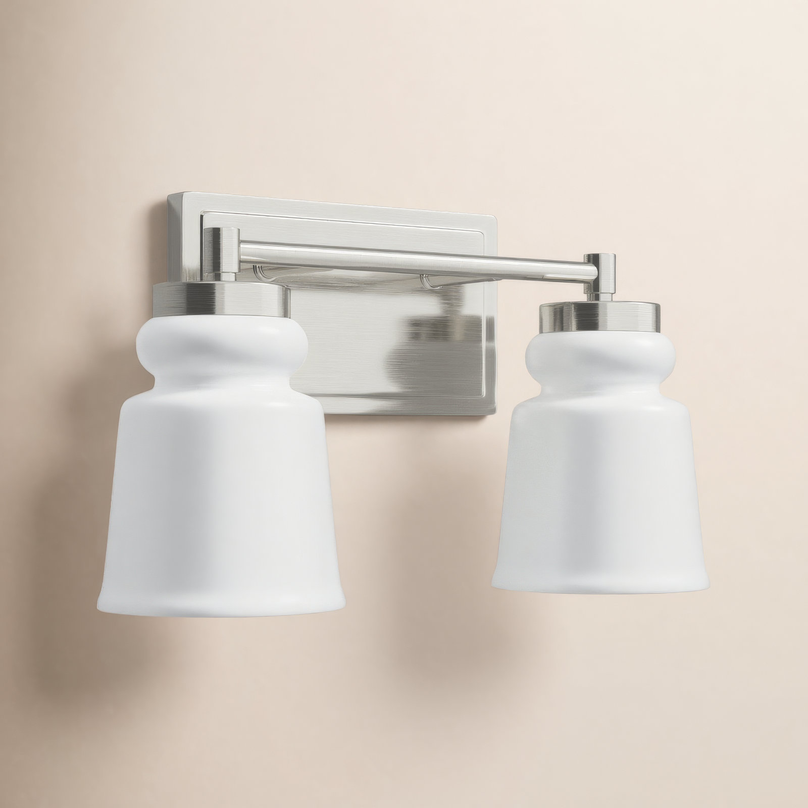 Gulliver 2 Light Frosted Dimmable Vanity Light, Brushed Nickel