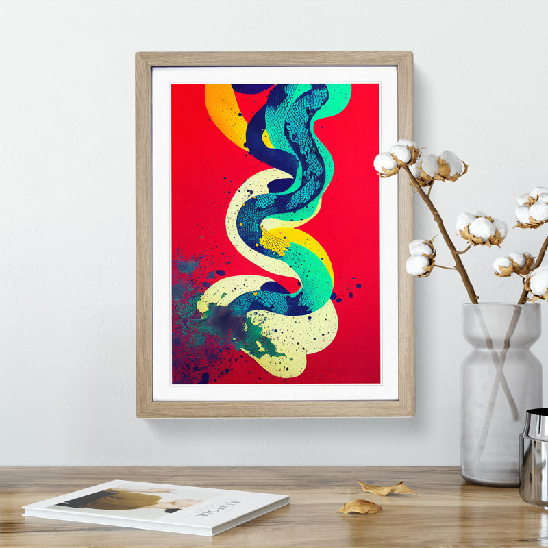 Snake Splash - Single Picture Frame Print, 34cm H x 25cm W x 2cm D, Oak