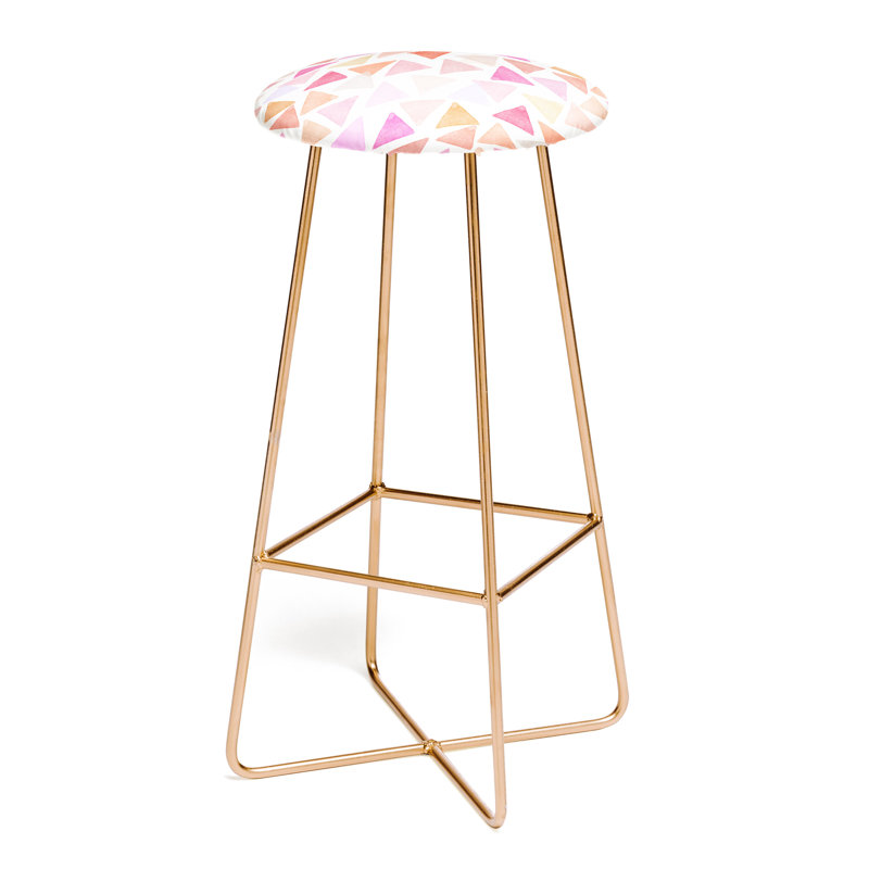 Brontie Upholstered Counter Stool with Metal Frame, Pink/Orange