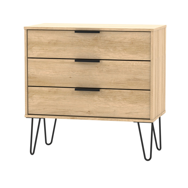 Fully Assembled Berryhill 3 Drawer Bedside Table