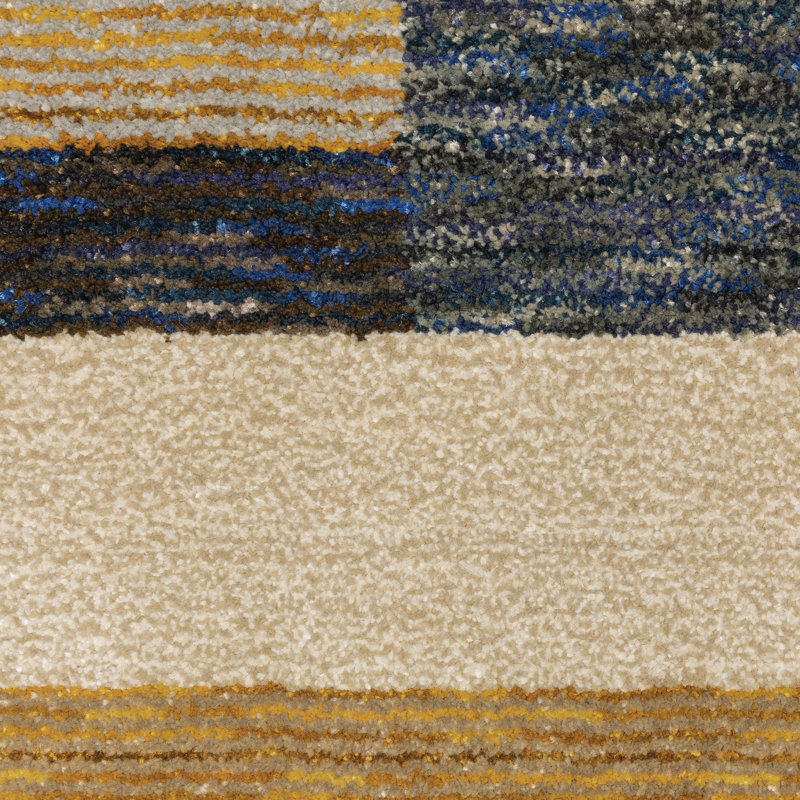 Tapis abstrait ivoire / brun / gris foncé Sirmans, Rectangle 8 pi 6 po x 11 pi 7 po