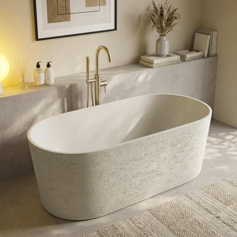 Baignoire de trempage profonde autoportante en résine 63 po
