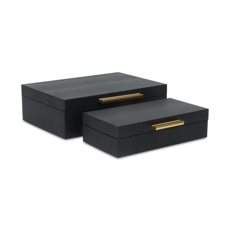 Rebeka 2 Piece Faux Leather Decorative Box Set, Snakeskin