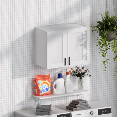White Laundry Room Cabinets And Storage With 2 Doors And Utility Adjustable Shelf，gabinetes Para Cocina Cupboard Kitchen Organizers And Storage Pantry Wall Mounted