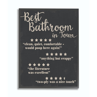 Best Bathroom Five Star Black Funny Word Design Oversized Framed Giclee Texturized Art by Daphne Polselli