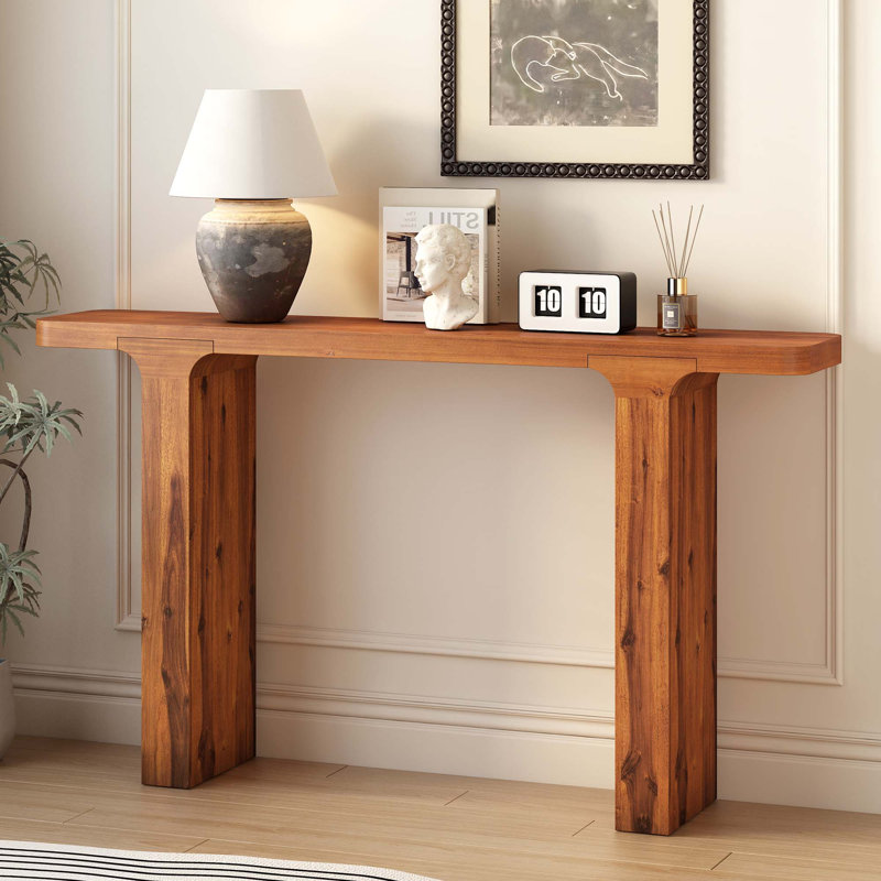 Table d'entrée élégante en placage d'acacia, Naturel