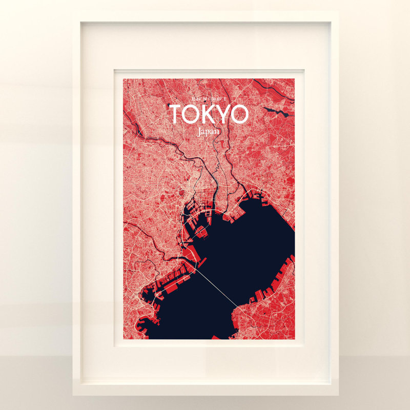 Tokyo City Map In Nautical - No Frame Print, 27.6cm H x 19.7cm W x 0.05cm D