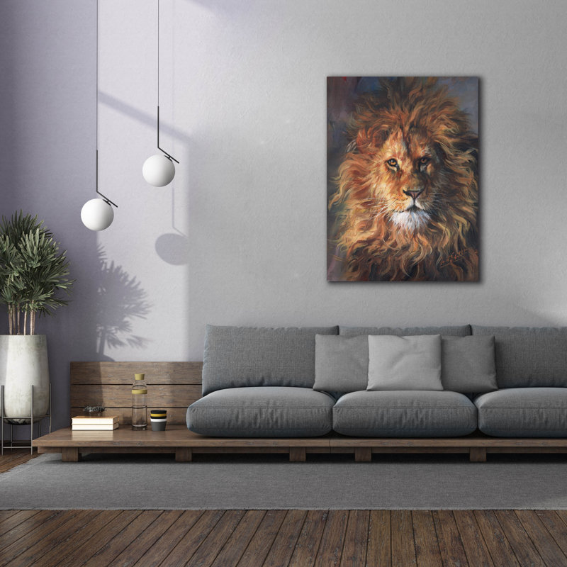 «Lion Portrait2» par David Stribble, art mural sur toile, H 54 po x l 40 po x P 1,5 po