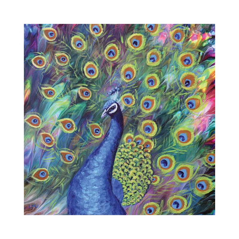 Peacock by Laura Iverson - Wrapped Canvas Painting, 30.48 cm H x 30.48 cm W