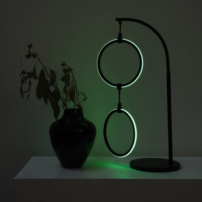 2 Ring Lamp 24 in. Modern Industrial Arc LED Table Lamp, Built-In Color-Changing Options