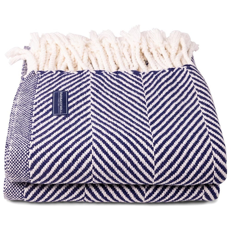 Jeté en coton Coastal Monhegan, Chevron marine
