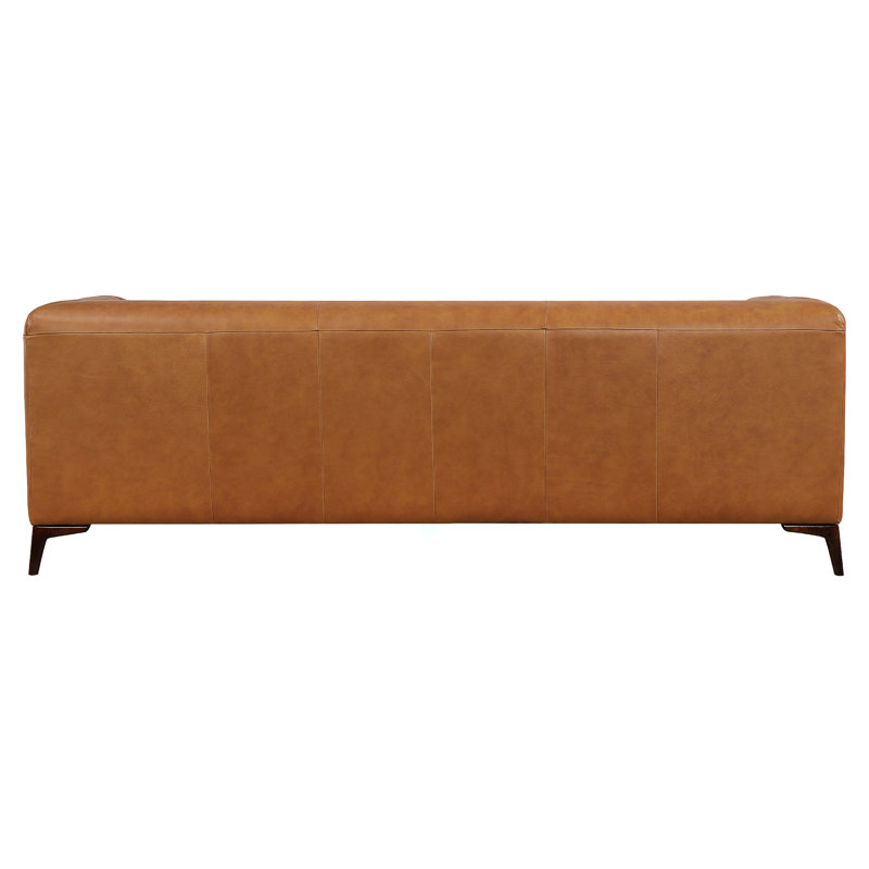 Canapé à accoudoirs en cuir véritable 90 po Staley, Cuir véritable brun clair