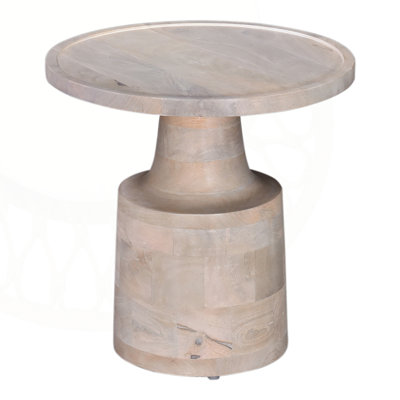 Table d'appoint en bois massif exquise avec base piédestal élégante pour le salon
