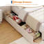 Structure de lit simple avec 4 tiroirs de rangement et lumières DEL. Lit plateforme en velours avec tête de lit arc-en-ciel pour enfants / garçons. Support en lattes de bois. Aucun sommier tapissier requis. Gris-129418091