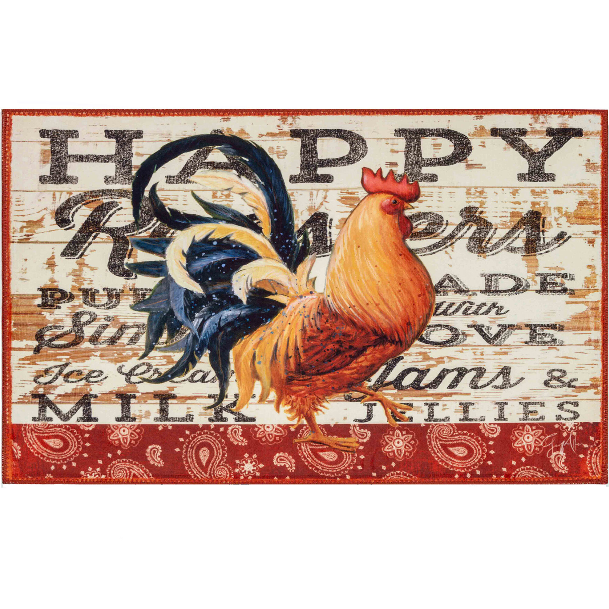 Black Floral Rooster Farmhouse Kitchen Rugs Set 2 Piece Colorful Seasonal  Decorative Rug for Kitchen Low-Profile Floor Mats Decorations for Home