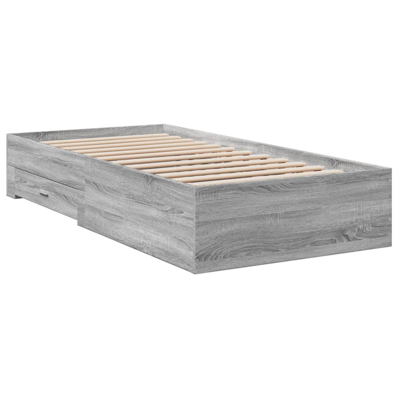 Vidaxl Bed Frame With Drawers Engineered Wood, Single (3'), Grey Sonoma