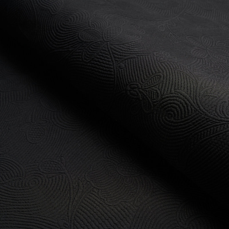 Tissu matelassé à volutes matelassées, Pitch Black