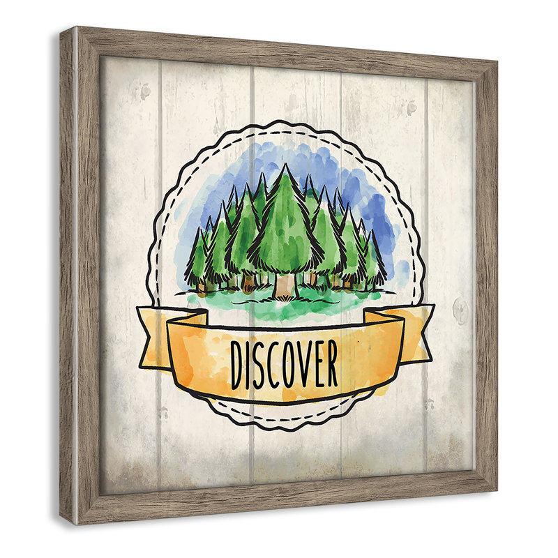 «Adventure is out There», art encadré 3, 12" H x 12" W x 1.18" D, Encadré de boîte de grange gris