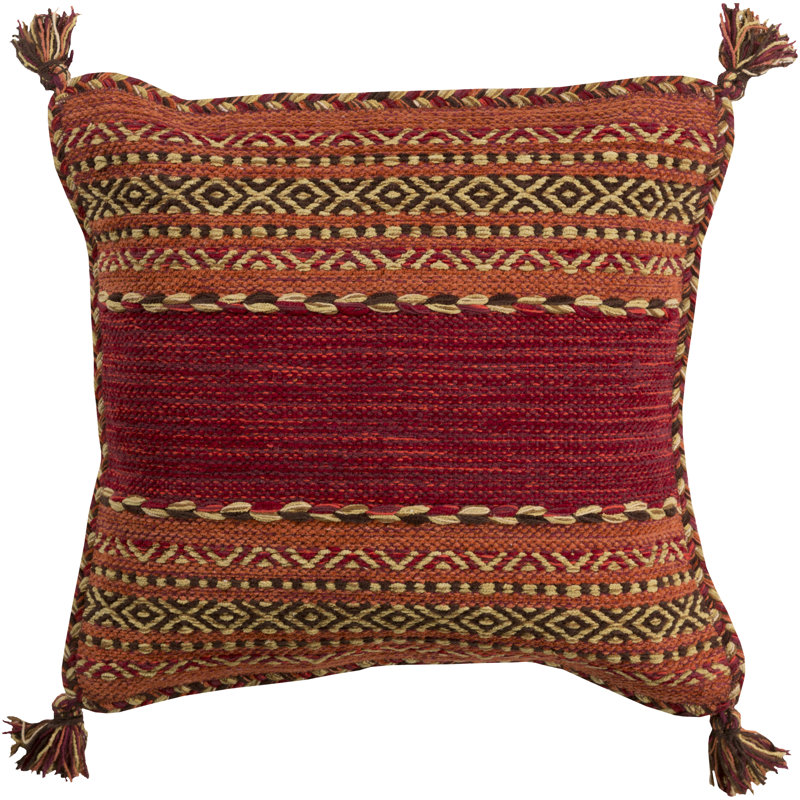 Housse et insert de coussin décoratif Doralynne, 22 po x 22 po, Cerisier, Polyester/ Bourre en polyester