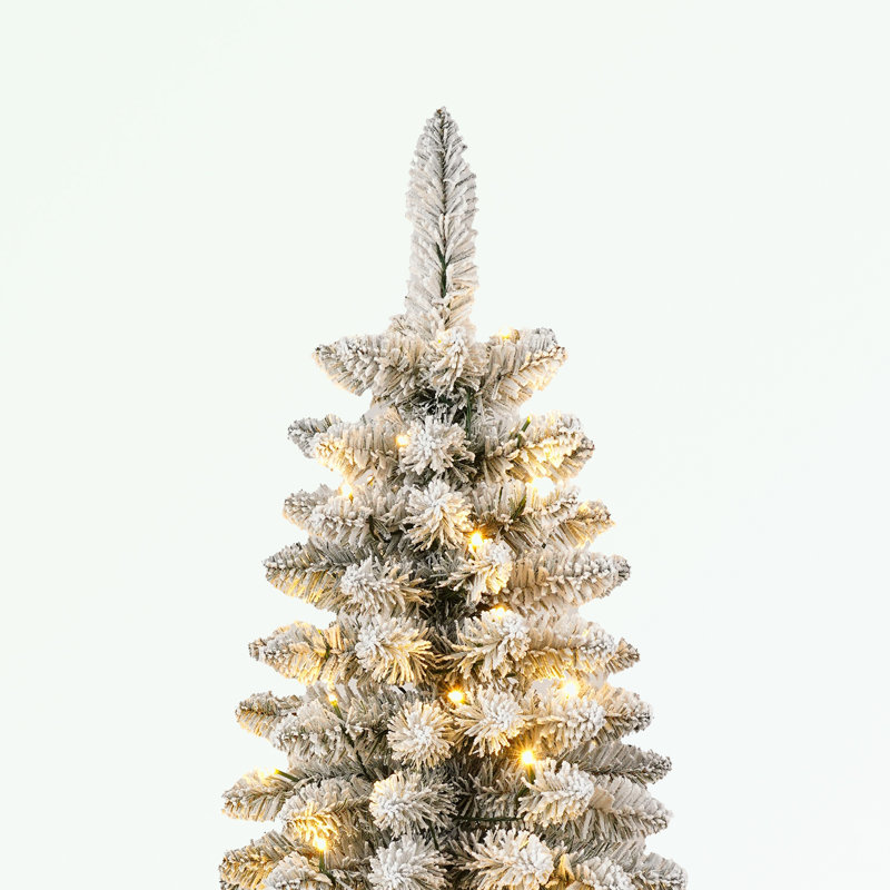 3 Pcs Flocked Artificial Christmas Tree Set with Lights