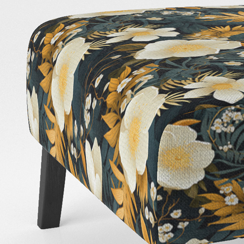 Fleurs jaunes et vertes - Fauteuil de chambre rembourré à motif tropical