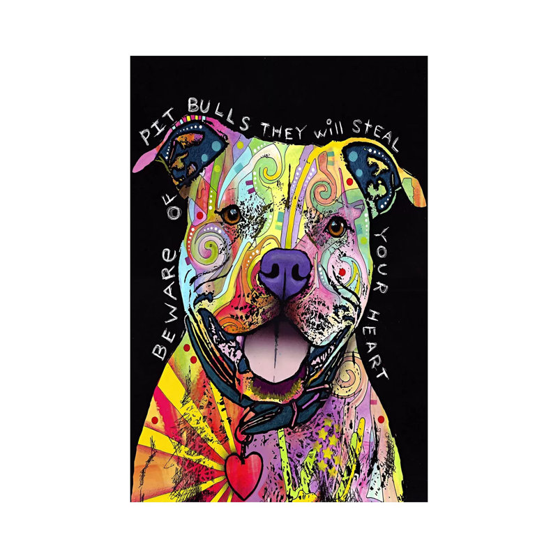 Beware Of Pit Bulls by Dean Russo - Wrapped Canvas Print, 152.5 cm H x 101.5 cm W