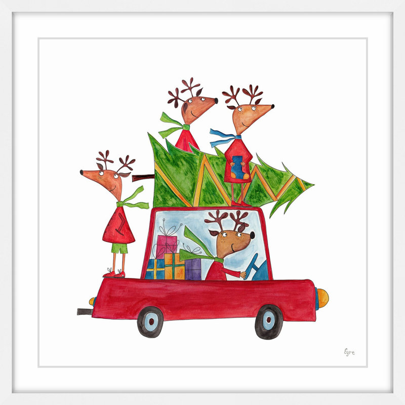Santa's Reindeers, reproduction encadrée, l 32 po x H 32 po x P 1,5 po