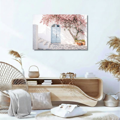 Ensemble de 1 tableau sur toile représentant une porte printanière
