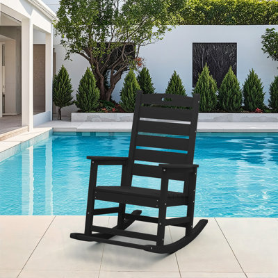 Widening Outdoor High Back Rocking Chair with Built-In Footrest & 30° Recline - Durable HDPE Relaxation Chair by Winston Porter