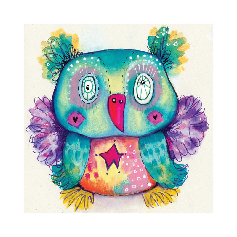 Teddy Bear Quirky Bird by Tamara Laporte - Print on Canvas, 45.72 cm H x 45.72 cm W x 1.91 cm D, Wrapped Canvas