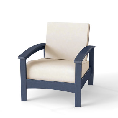 Chaise longue d'extérieur 2 pièces en PEHD avec coussins - Fauteuil de patio toutes saisons, canapé simple à assise profonde pour terrasse, jardin et porche