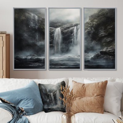 Ensemble de salon Waterfall Cliff Scenery Magic I - Waterfall Wall Art