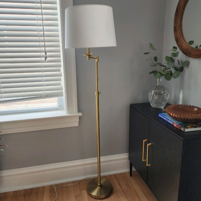 Aleinah 64.5'' Adjustable Height Swing Arm Floor Lamp - Gold