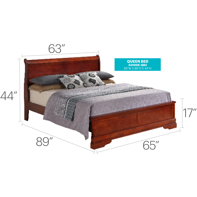 Louis Phillipe Standard Bed, Cherry, Queen