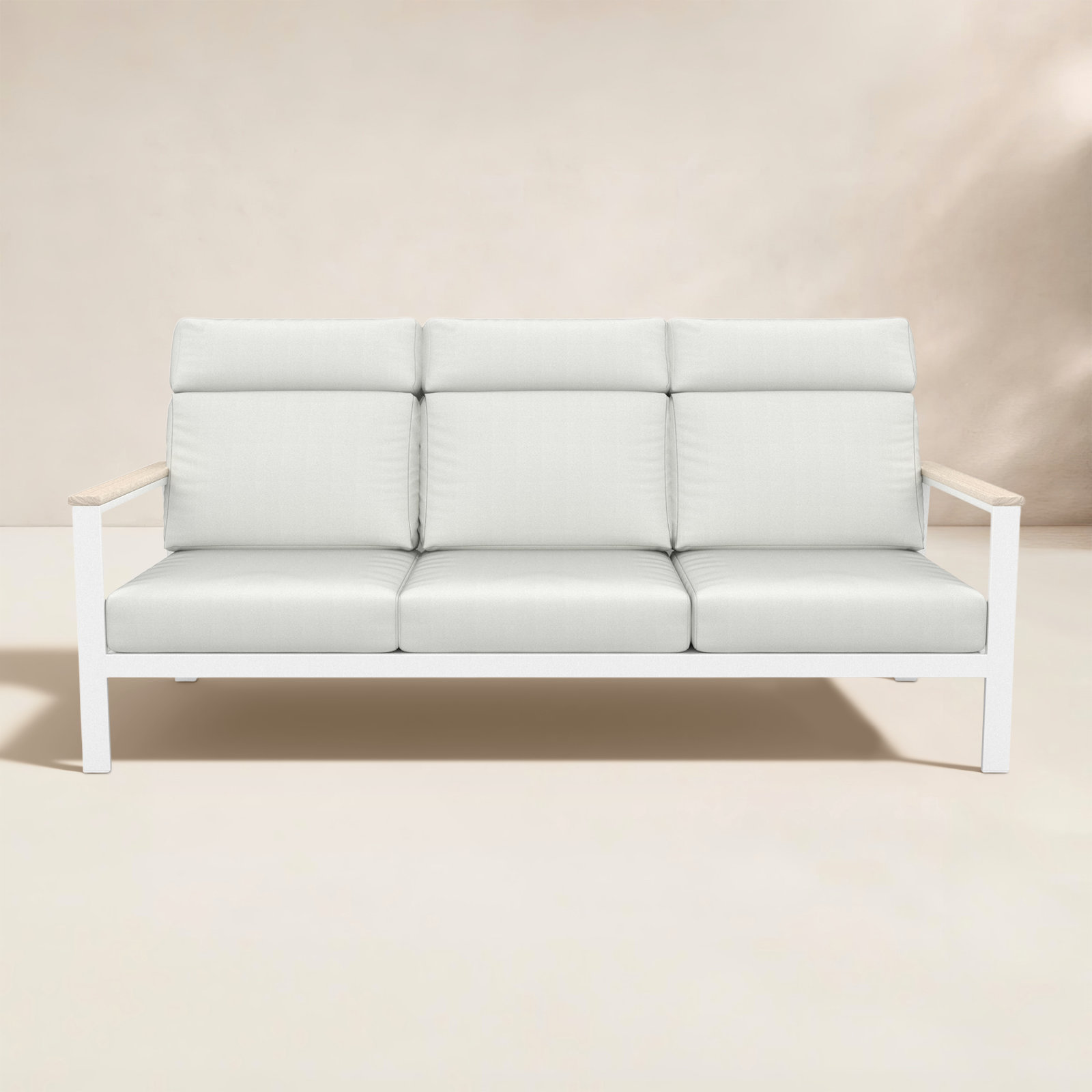 Townsend Metal Outdoor Sofa With Sunbrella Cushion, Canvas White