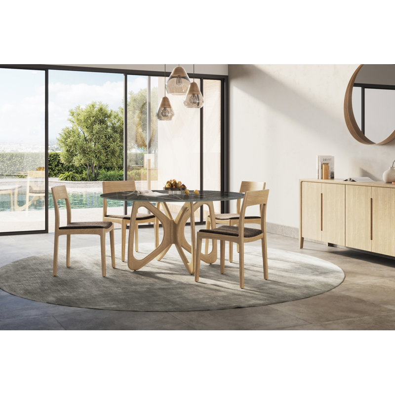 Lisse Solid Wood Dining Chair, Natural Walnut