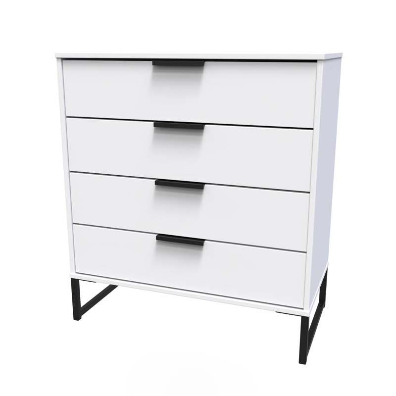Turah 77cm W 4 - Drawer Chest of Drawers, White Matt