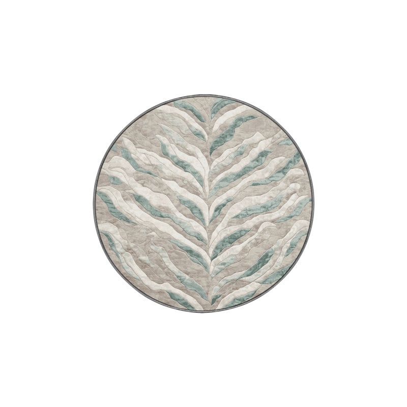 Machine Washable Gray Area Rug, Round 4'