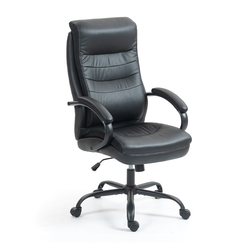 Prestige Ergonomic High Back Office Chair With Padded Arm and Lumbar Support, Black, Black