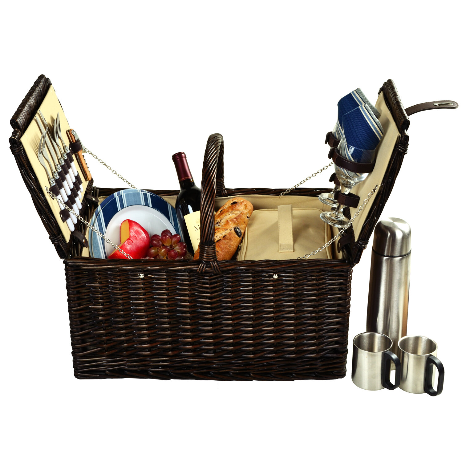 Arlmont & Co. Picnic Basket with Coffee Flask for Two | Wayfair