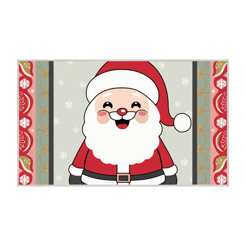 Tapis de vacances d'hiver de Noël lavable The Holiday Aisle®, Rectangulaire 2 pi x 3 pi