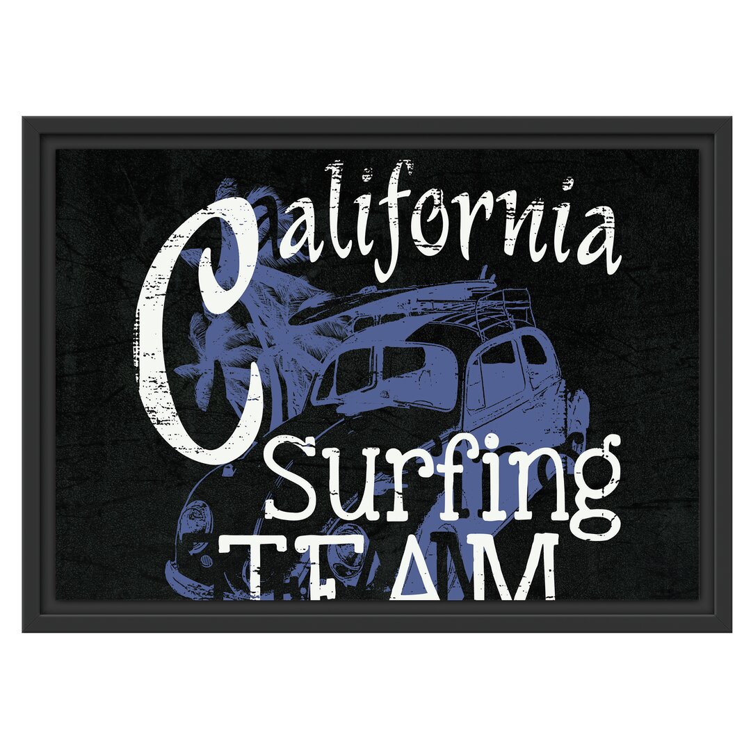 Gerahmtes Wandbild California Surfing-Team Schwarz