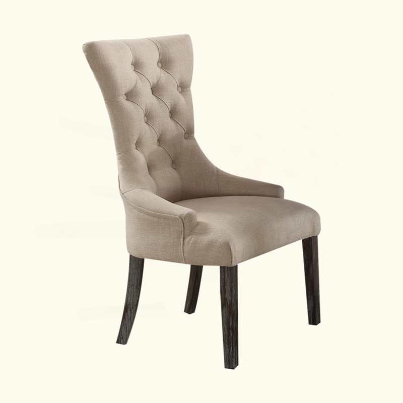 Ensemble de 2 chaises d'appoint en lin et en espresso vieilli Gerardo