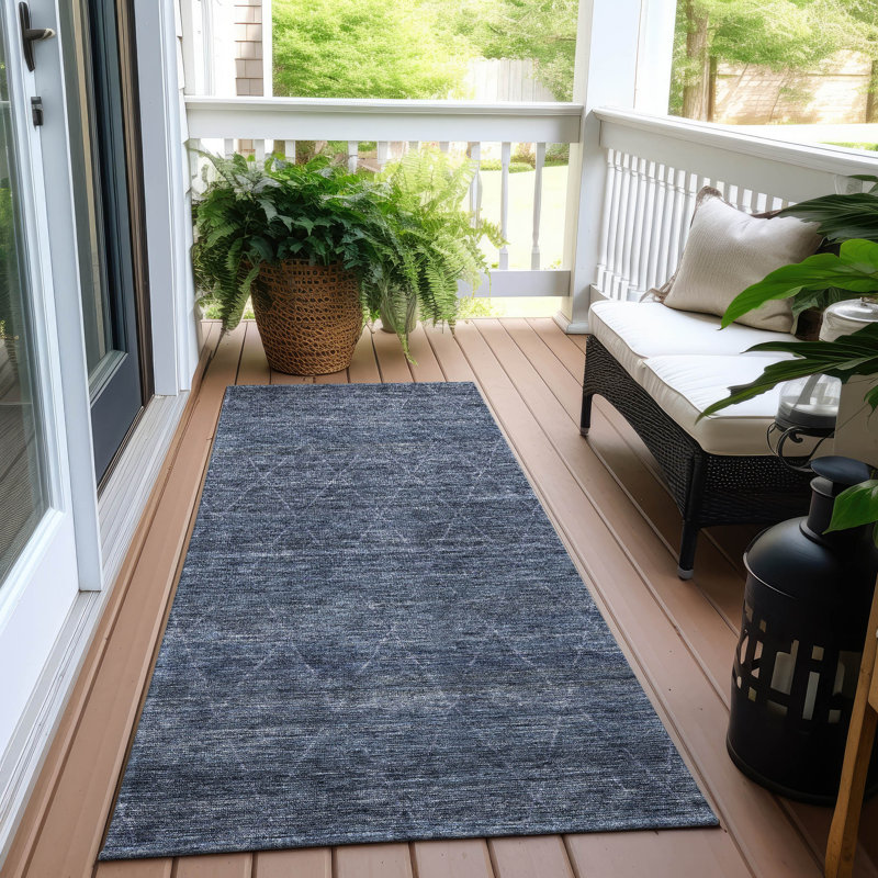 Machine Washable Indoor/Outdoor Segin ACN1165 Navy, Runner 2'3" x 7'6"
