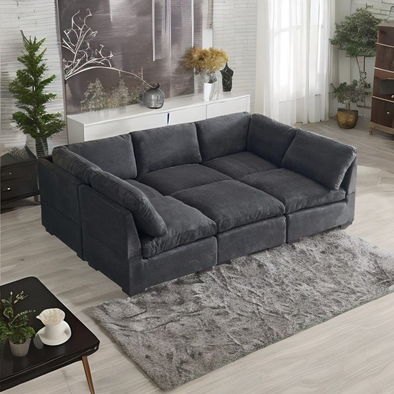 Canapé modulaire 6 pièces Marquessa, Noir