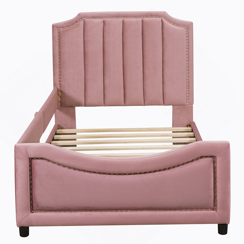 Lanny Upholstered Velvet Daybed Bed, Pink