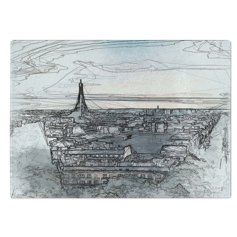 Glass Eiffel Tower & The Paris Skyline in Abstract Chopping Board, 39 cm W x 28.5 cm L