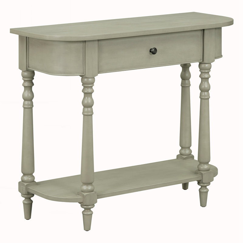 Narrow Console Table with Curved Corner, Gray