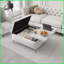 Table basse carrée à dessus relevable de 35 pouces pour salon - repose-pieds de rangement surdimensionné, facile à nettoyer