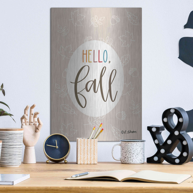 «Hello Fall» par L. Larson, art mural en métal, H 16 po x l 12 po x P 0,13 po